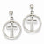 14k White Gold Polished Eternal Life Cross Dangle Post Earrings