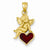 14k Gold Enameled Angel on Heart Pendant, Pendants for Necklace