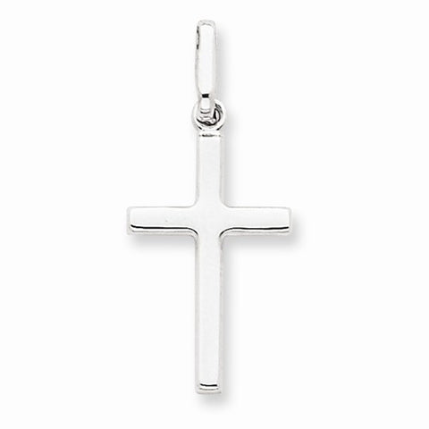 14k White Gold Hollow Cross Pendant, Pendants for Necklace