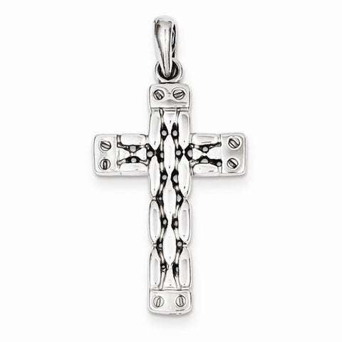 14k White Gold Panther Style Cross Pendant, Pendants for Necklace