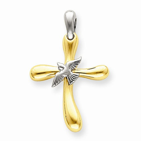 14k Gold Two-tone Dove Cross pendant, Classy Pendants for Necklace