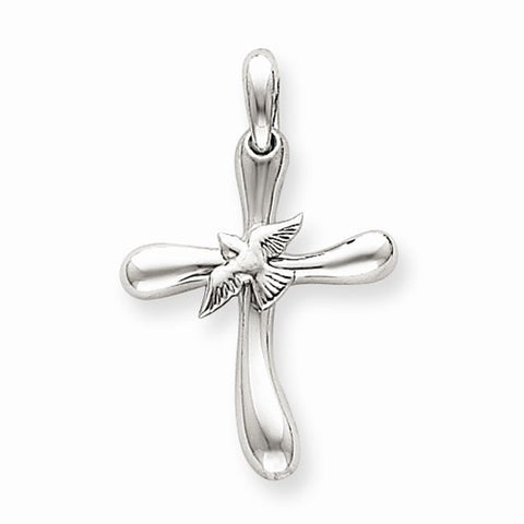 14k White Gold Dove Cross Pendant, Pendants for Necklace