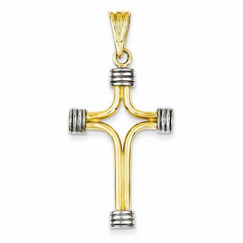 14k Gold Two-tone Fancy Cross pendant, Dazzling Pendants for Necklace