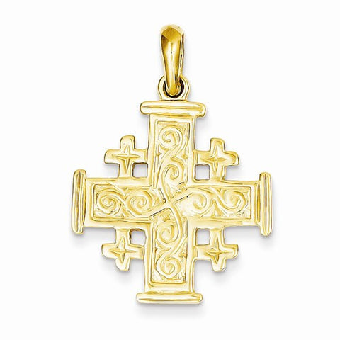 14k Gold Jerusalem Cross pendant, Fine Pendants for Necklace