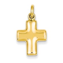 14k Gold Puffed Cross Charm hide-image