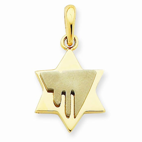 14k Gold Two-tone Chai on Star of David Pendant, Pendants for Necklace