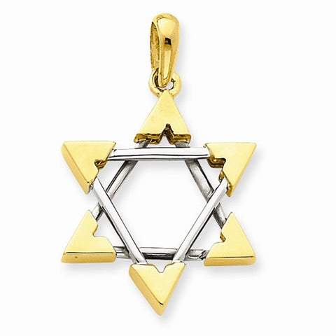 14k Gold Two-tone Star of David Pendant, Charm