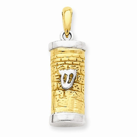 14k Gold Two-tone Mezuzah pendant, Exquisite Pendants for Necklace