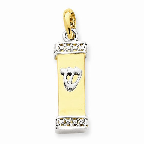 14k Gold Two-tone Mezuzah pendant, Fine Pendants for Necklace
