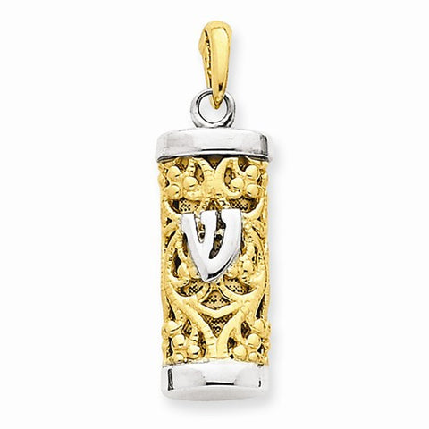 14k Gold Two-tone Mezuzah pendant, Pretty Pendants for Necklace