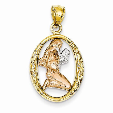 14k Gold Two-tone Mother with Baby Pendant, Pendants for Necklace