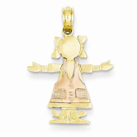 14k Gold Two-tone Girl Pendant, Pendants for Necklace