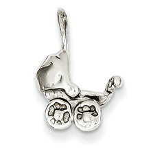 14k White Gold Baby Carriage Charm hide-image