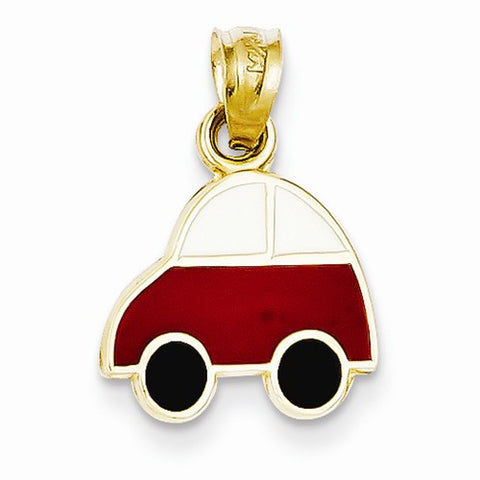 14k Gold Enameled Car Pendant, Pendants for Necklace