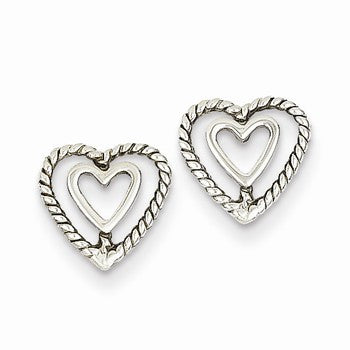 14k White Gold Heart Earrings