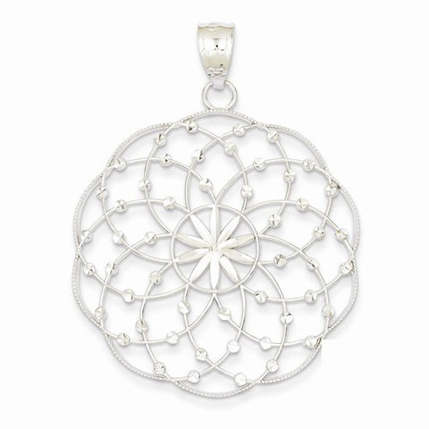 14k White Gold Diamond Cut Sphere Pendant, Pendants for Necklace
