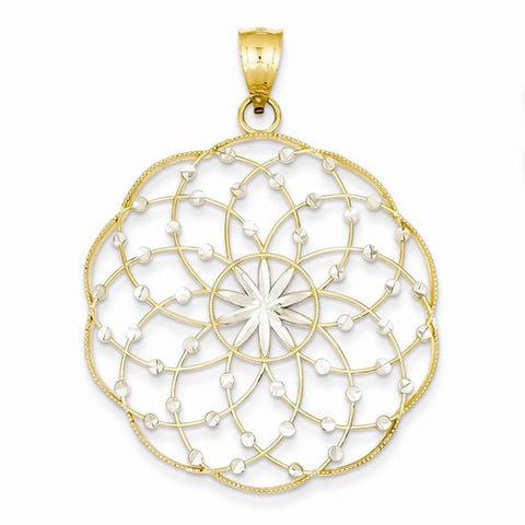 14k Gold Rhodium Diamond Cut Sphere Pendant, Pendants for Necklace