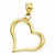 14k Gold Polished Open Heart Pendant, Pendants for Necklace