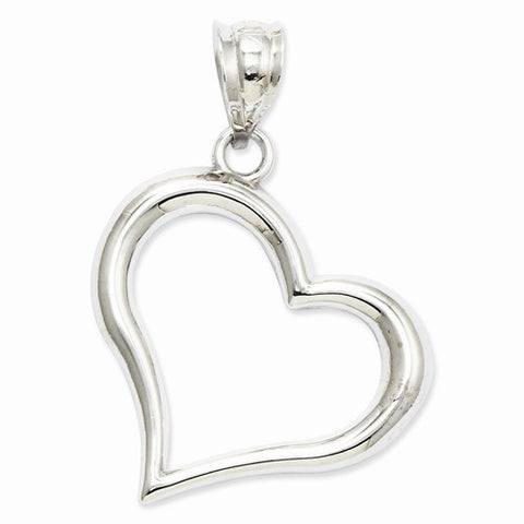 14k White Gold Polished Open Heart Pendant, Pendants for Necklace