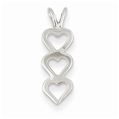 14k White Gold Triple Heart Pendant, Pendants for Necklace