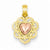 14k Gold Two-tone Heart with Lace Fringe Pendant, Pendants for Necklace