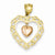14k Gold Two-tone Dangling Heart in Scallop Heart Pendant, Pendants for Necklace
