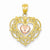 14k Gold Two-tone Lace Trim Heart with Heart Pendant, Pendants for Necklace