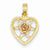 14k Gold Two-tone Cut-out Heart with Flower Pendant, Pendants for Necklace