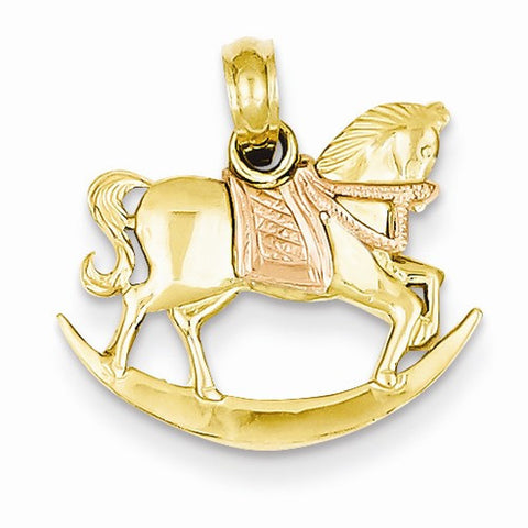 14k Gold Two-tone Rocking Horse Pendant, Pendants for Necklace