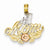 14k Gold Yellow & Rose Gold w/Rhodium #1 Mom w/Flower Pendant, Pendants for Necklace