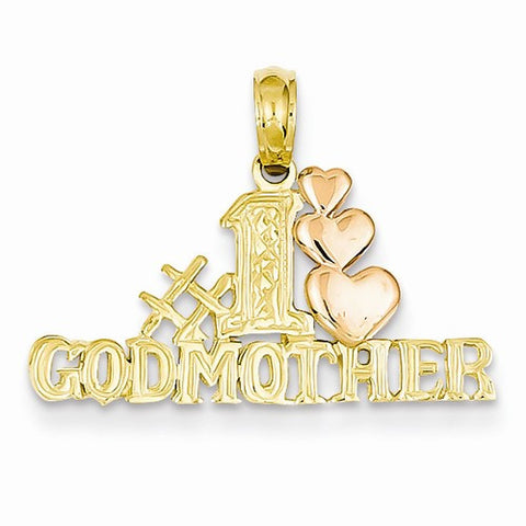 14k Gold Two-tone #1 Godmother with Triple Hearts Pendant, Pendants for Necklace