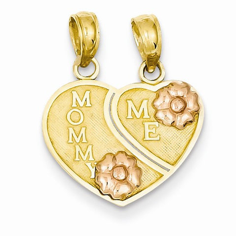 14k Gold Two-tone Mommy - Me Breakable Heart Pendant, Pendants for Necklace
