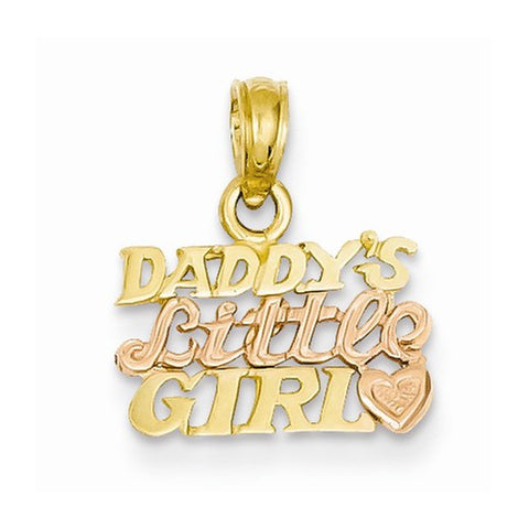 14k Gold Two-tone Daddy's Little Girl Pendant, Pendants for Necklace