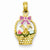 14k Gold Enameled Easter Basket with Bunny Pendant, Pendants for Necklace