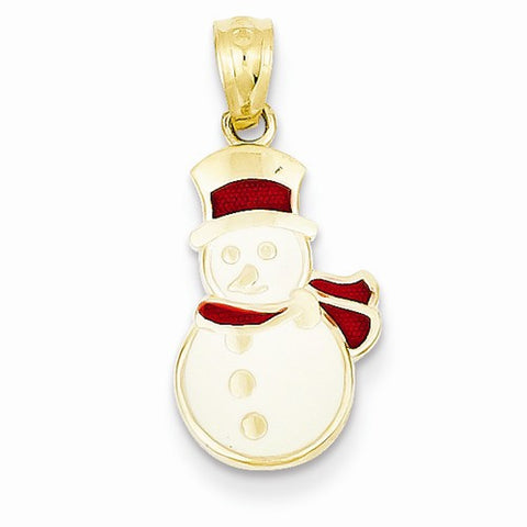 14k Gold Enameled Snowman Pendant, Pendants for Necklace