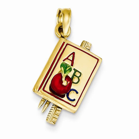 14k Gold Two-tone ABC School Book Pendant, Pendants for Necklace