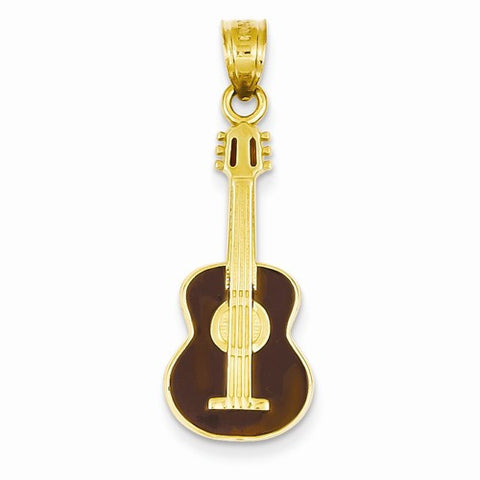 14k Gold Enameled Guitar Pendant, Pendants for Necklace