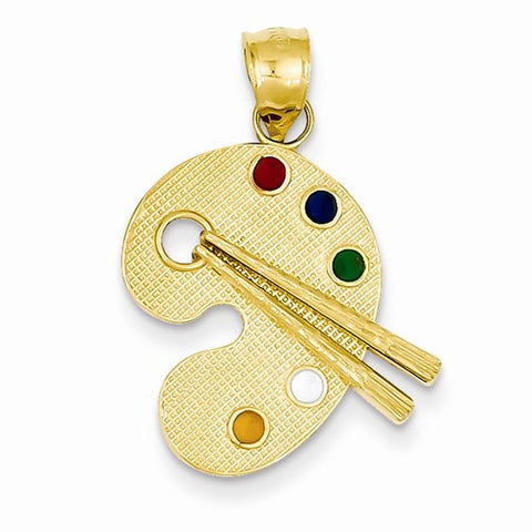 14k Gold Enameled Artist Palette Pendant, Pendants for Necklace