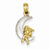 14k Gold and Rhodium 3-D Angel on Moon Pendant, Pendants for Necklace