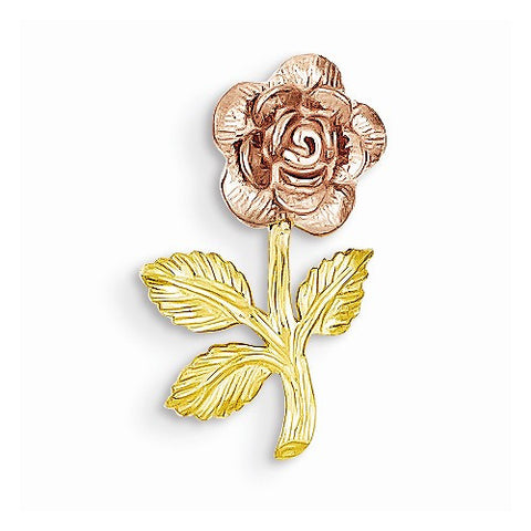 14k Gold Two-tone Mini Pink Rose Flower Pendant, Pendants for Necklace