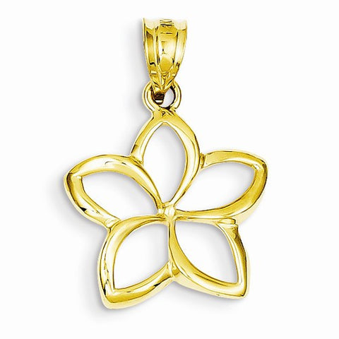 14k Gold Polished Medium Cut-out Plumeria Pendant, Pendants for Necklace