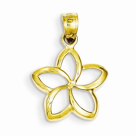 14k Gold Polished Small Cut-out Plumeria Pendant, Pendants for Necklace