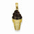 14k Gold Enameled Chocolate Ice Cream Cone Pendant, Pendants for Necklace