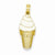 14k Gold Enameled Vanilla Ice Cream Cone Pendant, Pendants for Necklace