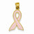 14k Gold Large Enameled Pink Awareness Ribbon Pendant, Pendants for Necklace