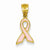 14k Gold Small Enameled Awareness Ribbon Pendant, Pendants for Necklace