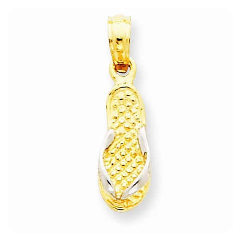 14k Gold & Rhodium Single Flip-Flop Pendant, Pendants for Necklace