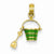 14k Gold Green Enameled Beach Bucket w/Moveable Shovel Pendant, Pendants for Necklace