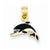 14k Gold Enameled Blue Dolphin Pendant, Pendants for Necklace