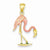 14k Gold Enameled 3-D Pink Flamingo Pendant, Pendants for Necklace